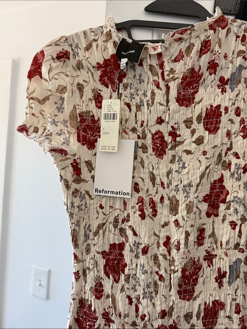 REFORMATION Kiria Smocked Midi Dress Gwendoline Floral size 8 NWT